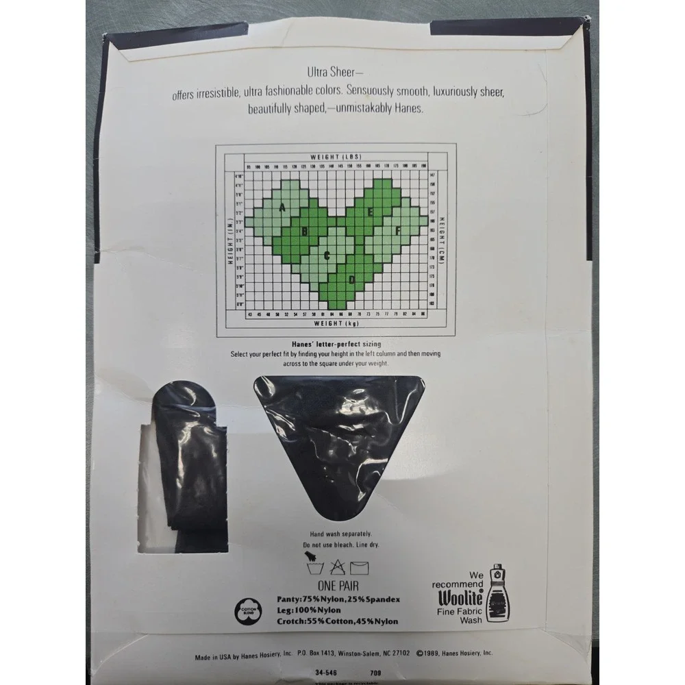 Vintage Hanes Ultra Sheer 709 Barely Black C Pantyhose Control Top 1989 NOS